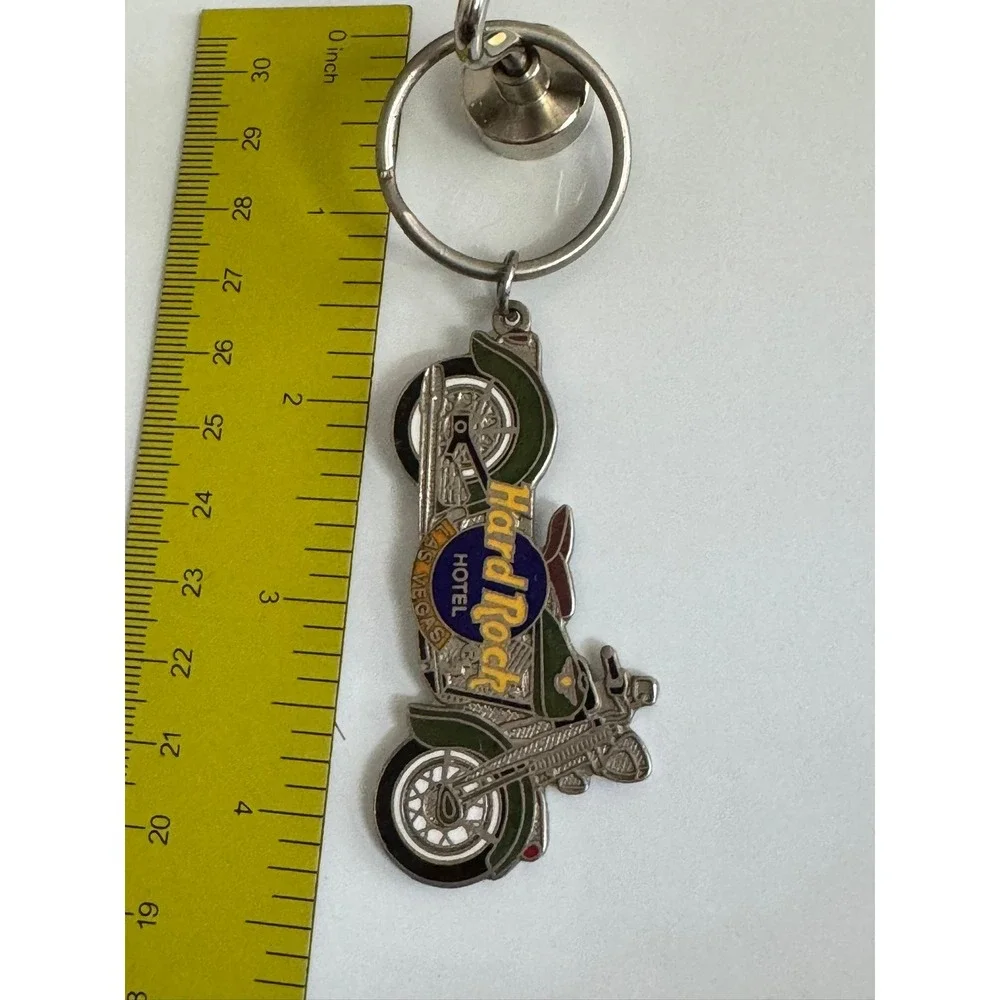Hard Rock Hotel Las Vegas Motorcycle Keychain Green Enamel Souvenir‎ Biker Metal